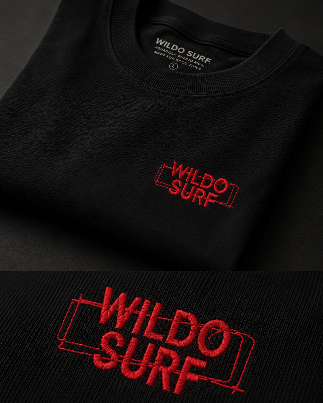 Between Lines Embroidered Oversized Tee — Black